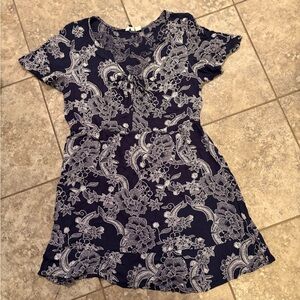 Roxy Dark Blue and White Patterned Mini Dress